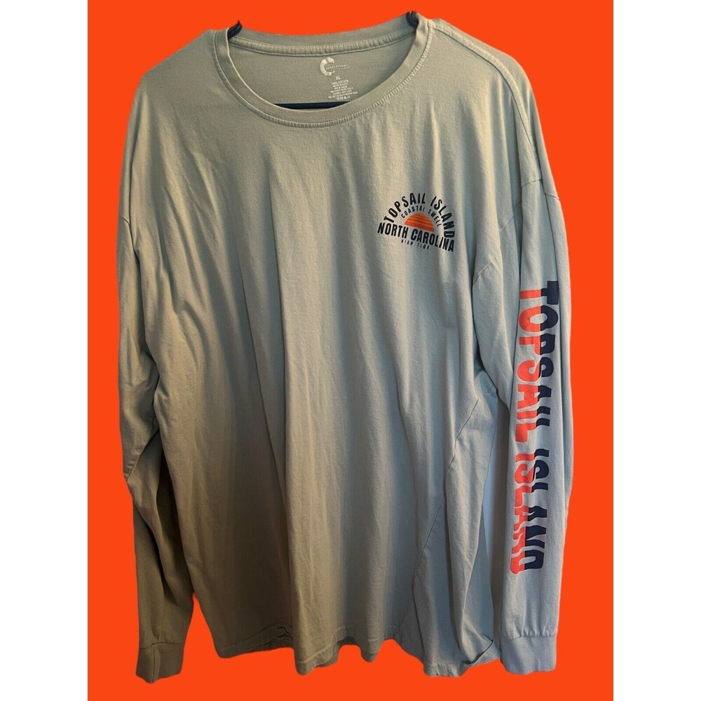 Topsail Island North Carolina Green Coastal Swell Long Sleeve T-Shirt XL Unisex